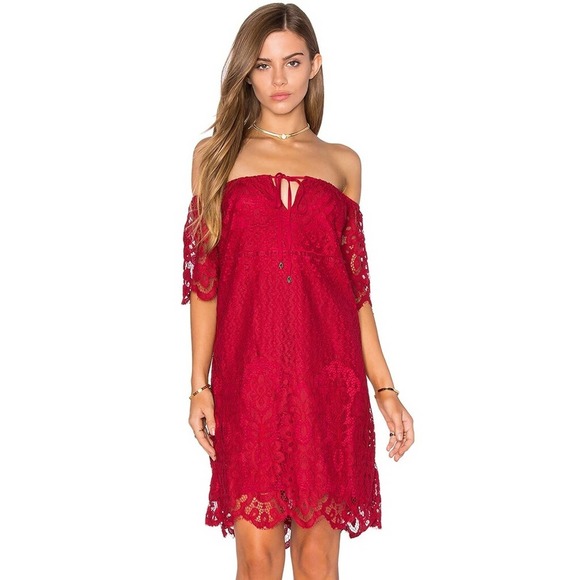 Revolve Lucy Paris Red Mini Dress Lace Size XS - Picture 1 of 9